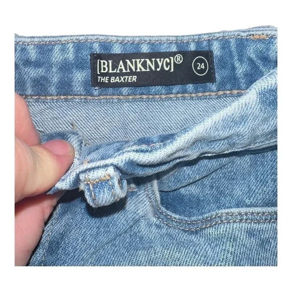 BLANK NYC “THE BAXTER” RIBCAGE STRAIGHT LEG DENIM JEANS W/ FAUX LEATHER‎ SIZE 24 - Picture 15 of 15